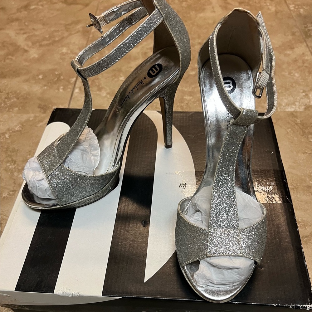 Michael Antonio Sparkling Silver Heels - image 1